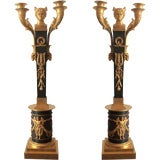 Pair Dore Bronze Empire Candleholders