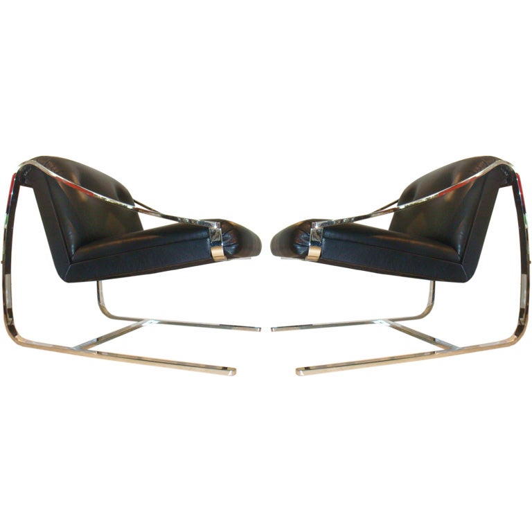 Pair "Plaza" chairs by Charles Gibilterra for Breuton