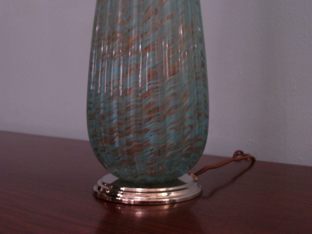 Pair of Turquoise Venetian Glass Table Lamps 1