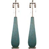 Pair of Turquoise Venetian Glass Table Lamps