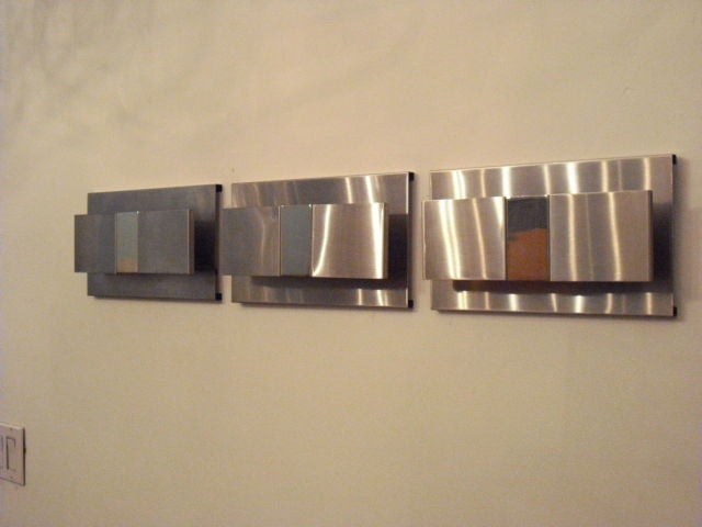 Chrome Pair of Sleek Seventies French Sconces For Sale