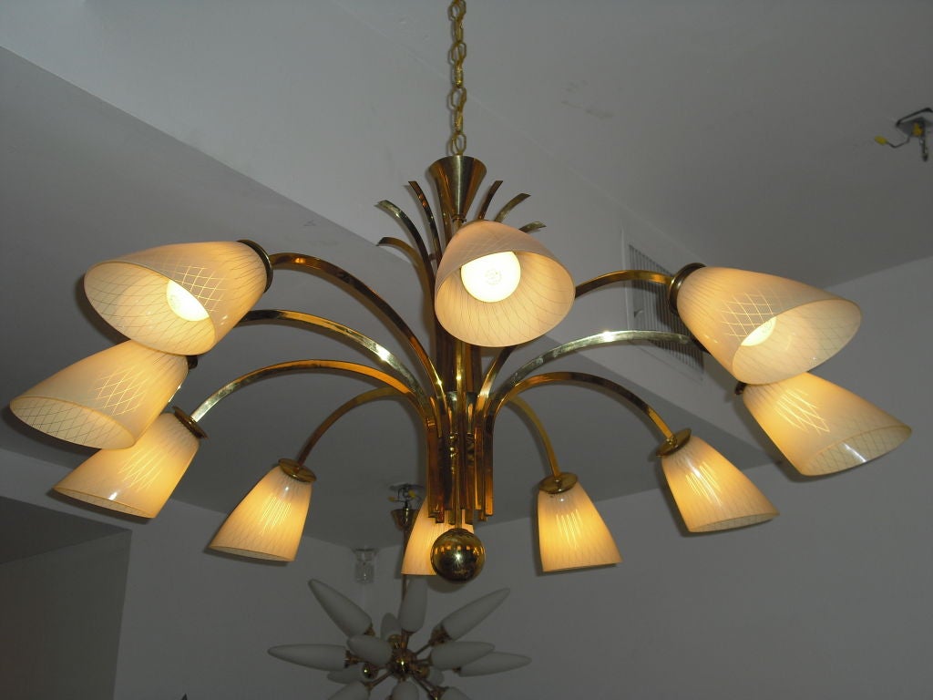 Mid-20th Century Grand Austrian Brass Kalmar Chandelier