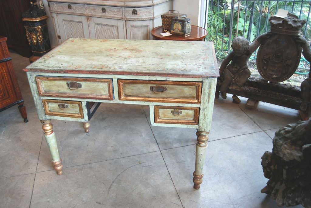 Small highly decorative painted desk.