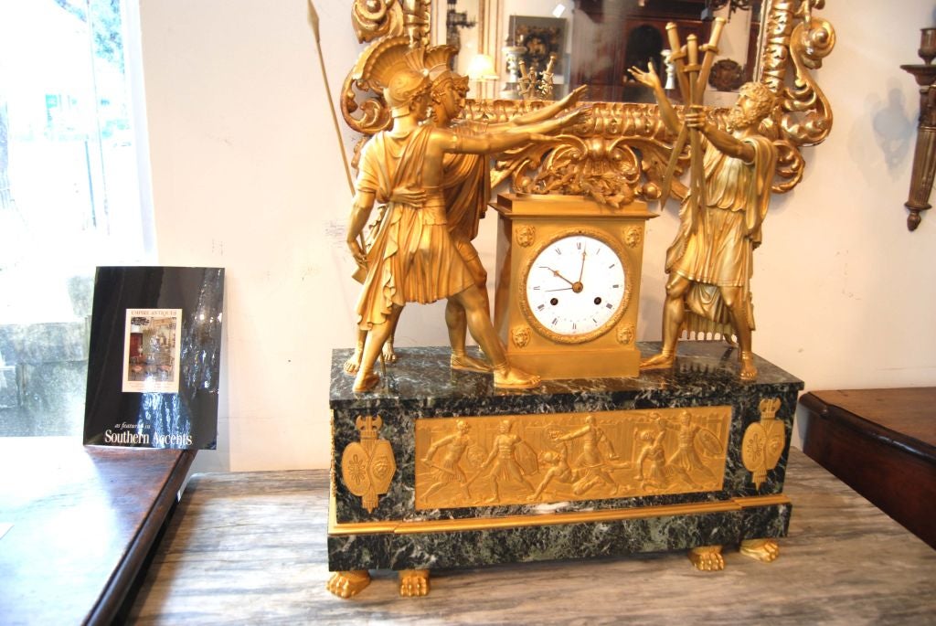 Exceptional Bronze Dore Mantle Clock