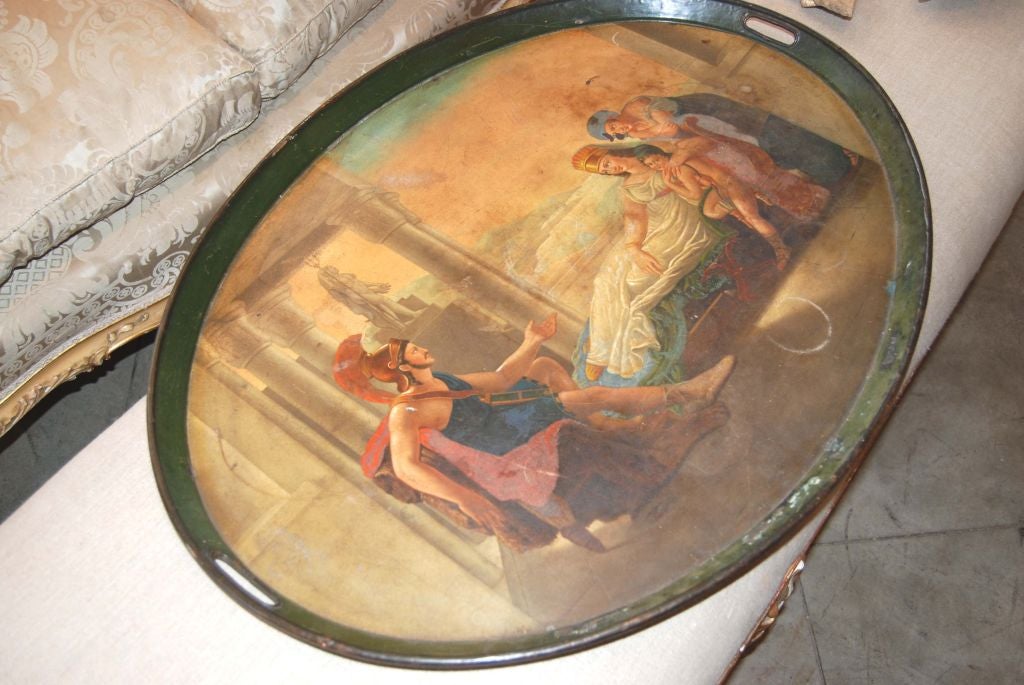 French 19th c. Signed Tole Tray For Sale