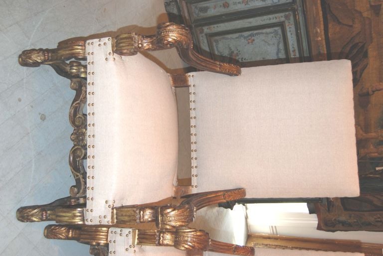 Gilded and Carved Open Armchairs