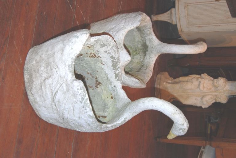 19th Century Pair Concrete Swans