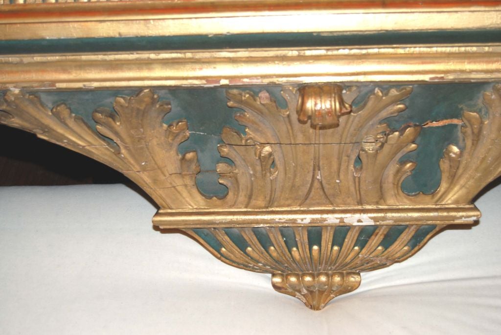 Wood Large 18th c. Carved and Gilded Wall Console For Sale
