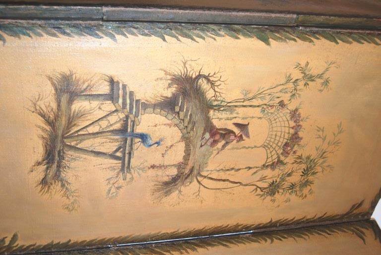 French 19th c. Three Panel Painted Chinoiserie Screen