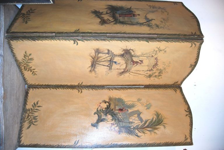 19th Century 19th c. Three Panel Painted Chinoiserie Screen