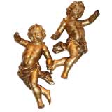 Pair 18th. c Giltwood Putti Pair 18th. c Giltwood Putti