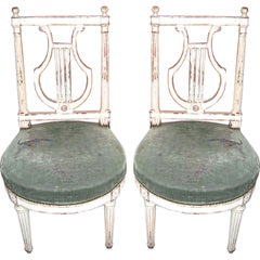 Pair 18th c. Lyre Back Chairs Pair 18th c. Lyre Back Chairs