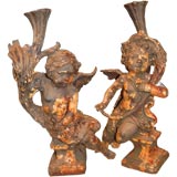 Pair 19th c. Iron Figural Candlesticks