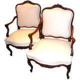 Antique Pair 19th c. Walnut Armchairs