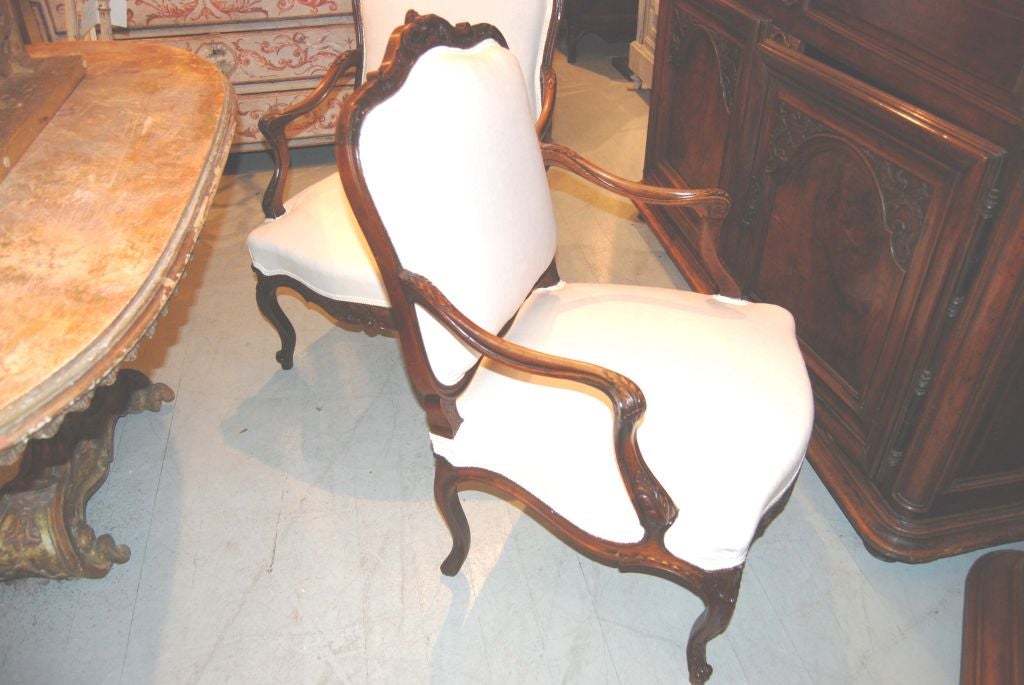 Carved Walnut Armchairs--