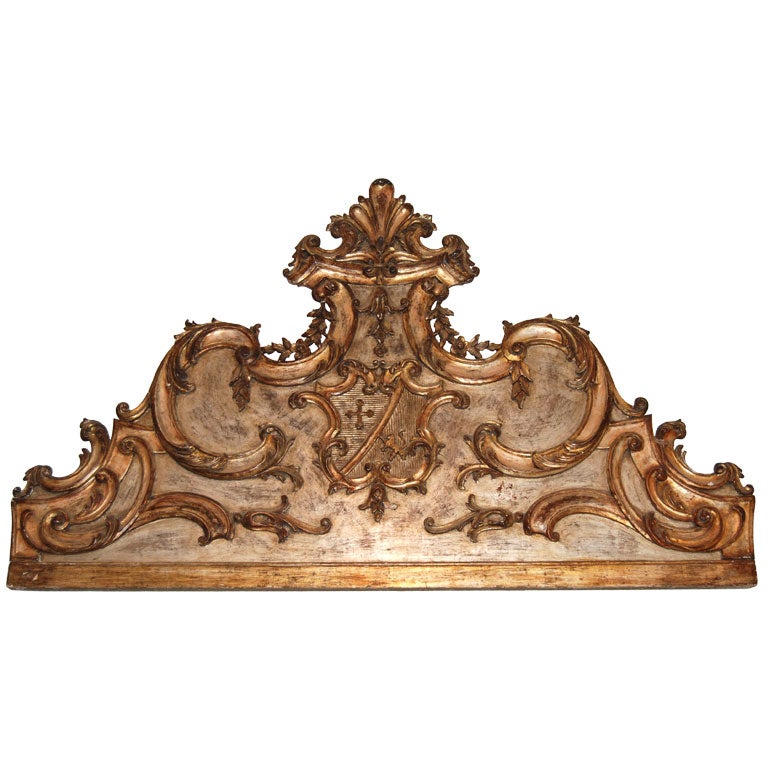 19th c. Carved, Painted and Gilded Architectural Element
