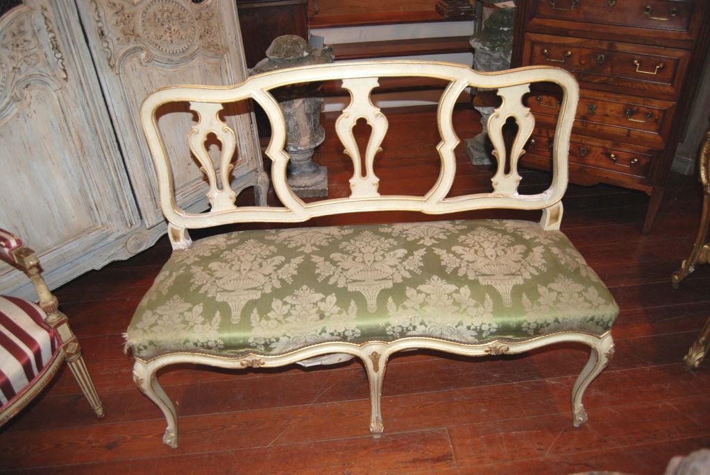 Italian Belle Epoch Painted and Gilded Bench For Sale