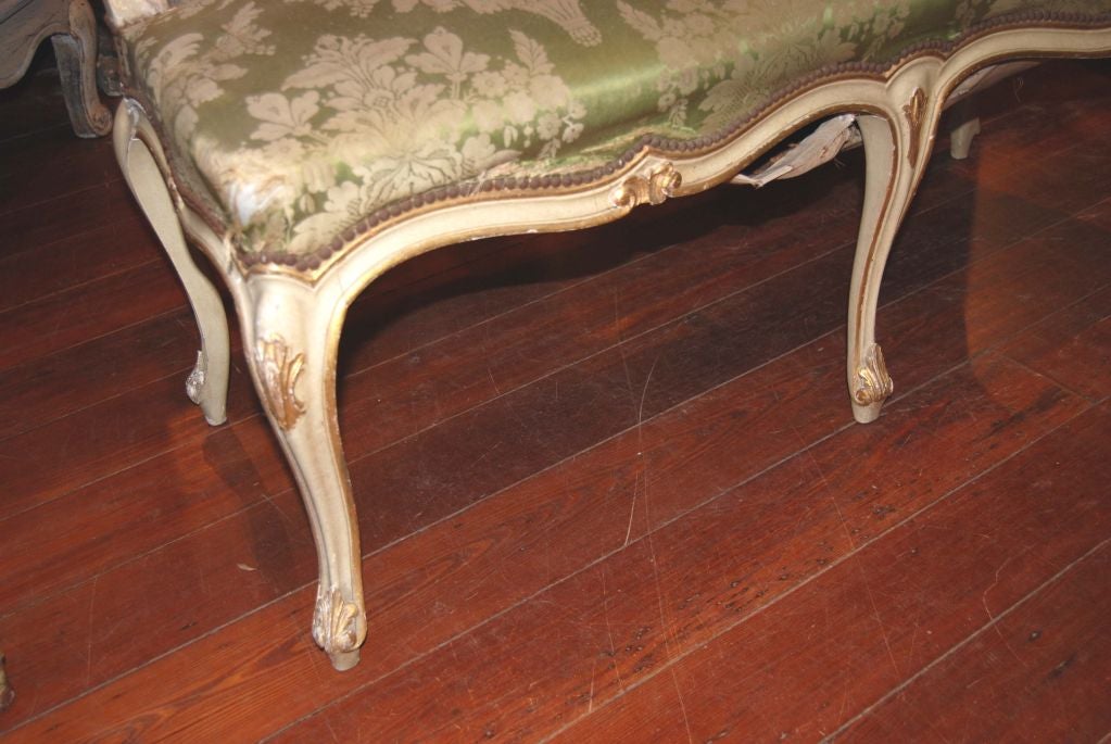 20th Century Belle Epoch Painted and Gilded Bench For Sale