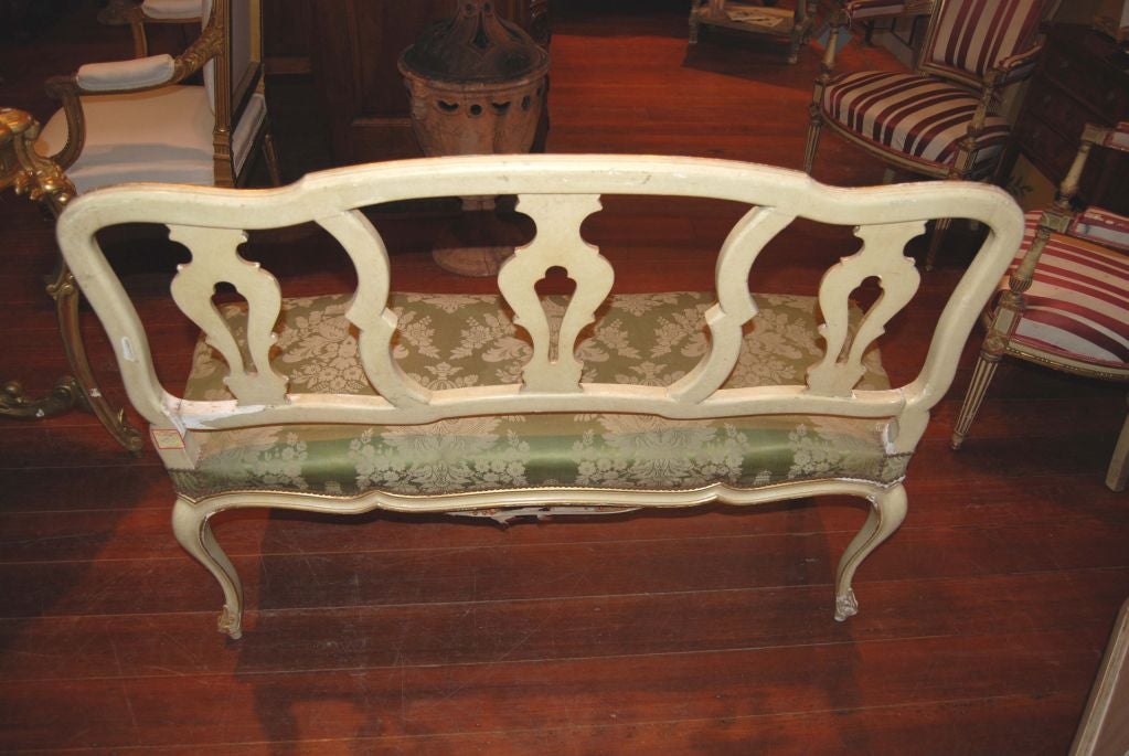 Belle Epoch Painted and Gilded Bench For Sale 2