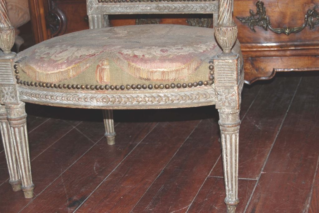 Pair of 18th Century Louis XVI Aubusson Chairs In Good Condition For Sale In New Orleans, LA