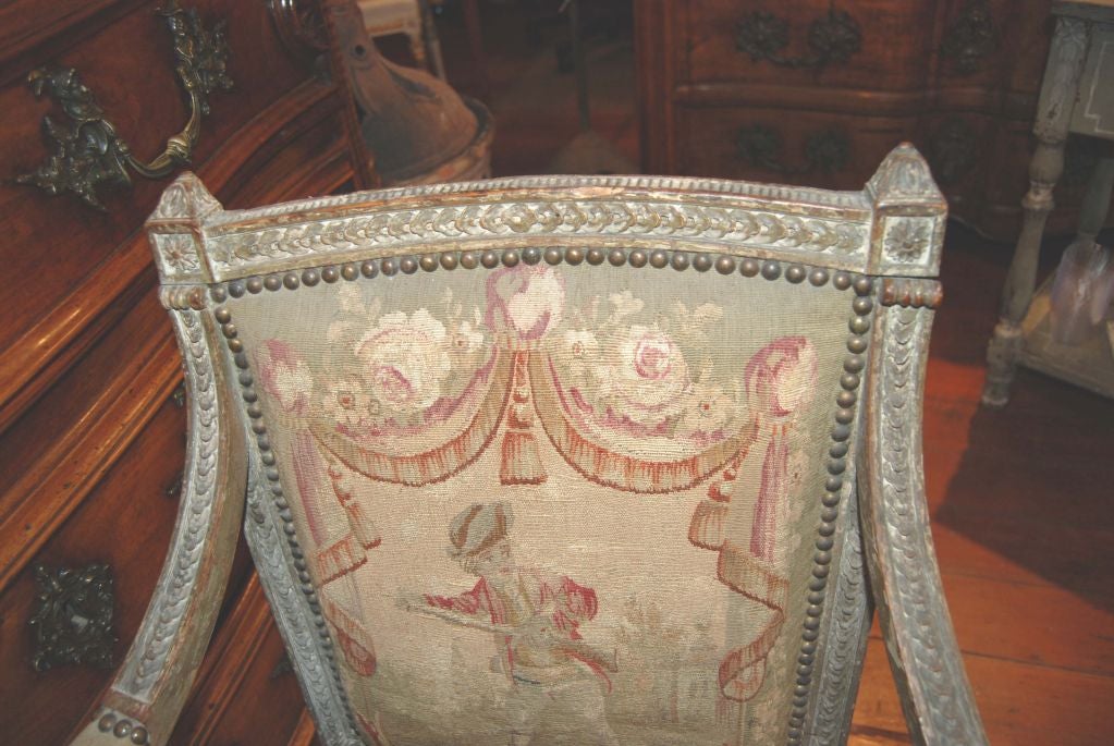 Pair of 18th Century Louis XVI Aubusson Chairs For Sale 1
