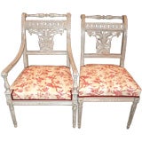 Set of 12 19th c. Painted and Carved Dining Chairs