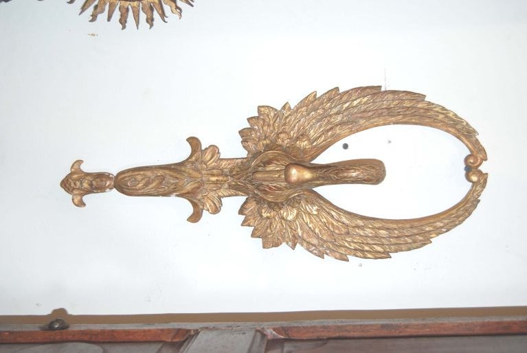 Pair 19th c. Carved Wooden Swan Appliques
