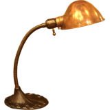 Antique Desk Lamp in Patinated Brass by Aladdin Co.