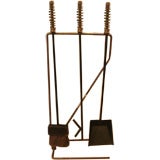Modernist Fireplace Tool Set with Copper Coil Handles