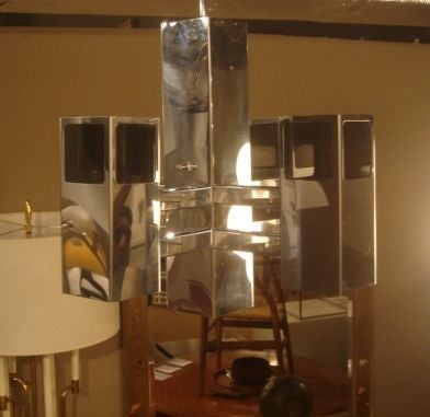 1970s Chrome & Smoked Lucite Chandelier by Robert Sonneman 3