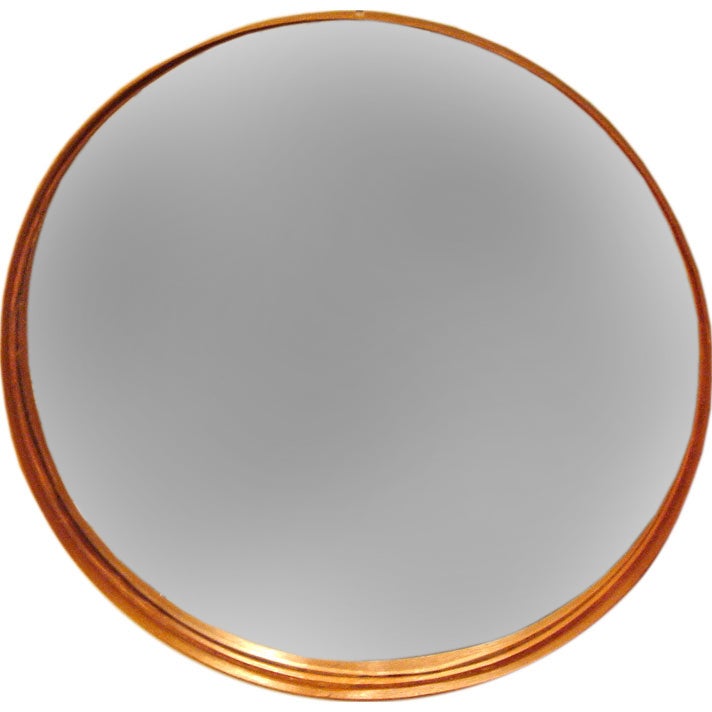 Mid Century Round Teak Wall Mirror by Glas Master Sweden