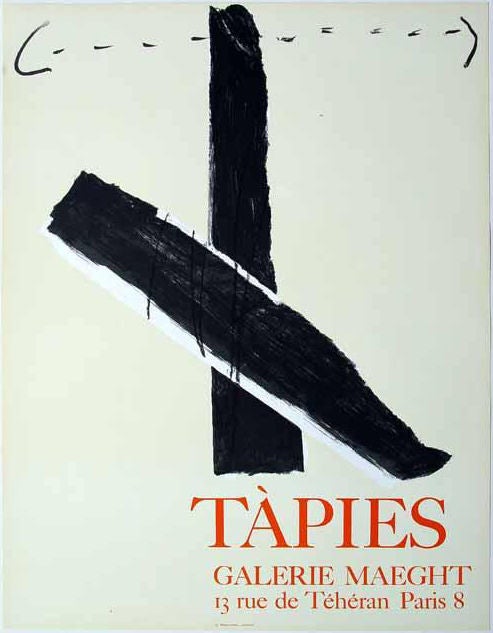 Original vintage Tapies exhibit poster by Gallerie Maeght.  France, circa 1970.  Actual poster is unframed.

Measures 25 inches tall by 19 inches wide unframed.

Custom framing available for an additional fee.