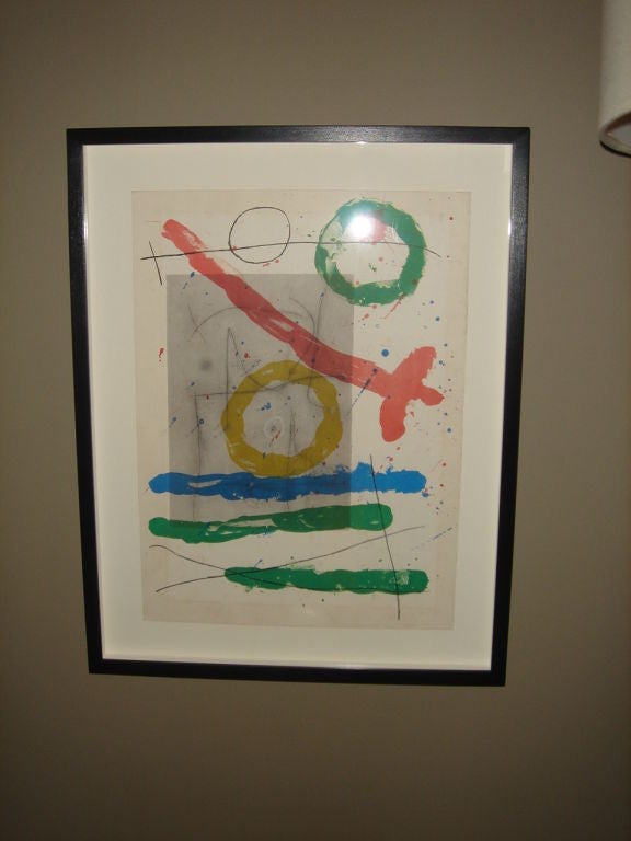 Original Vintage Lithograph by Joan Miro in Custom Frame