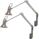 Vintage Pair of Wall Mount Anglepoise Chrome Lamps by George Cawardine