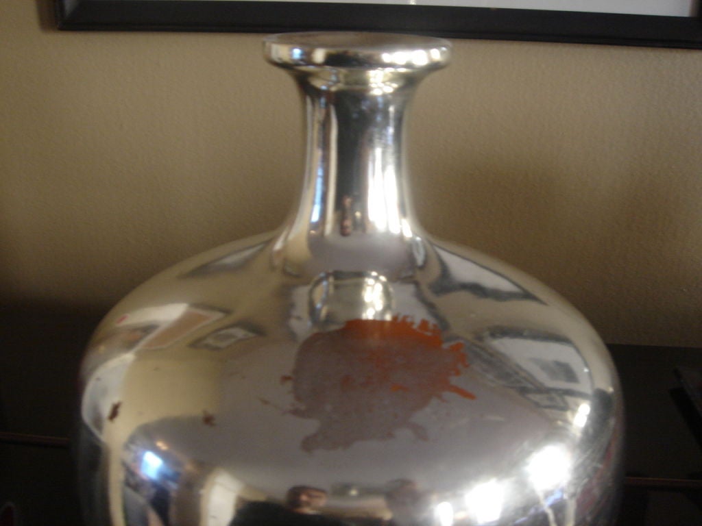 Antique Silvered Glass Vase In Good Condition In New York, NY