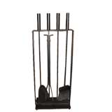 Mid Century Iron Fireplace Tool Set with Stand