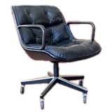 Black Leather Pollock Desk Chair by Charles Pollok for Knoll