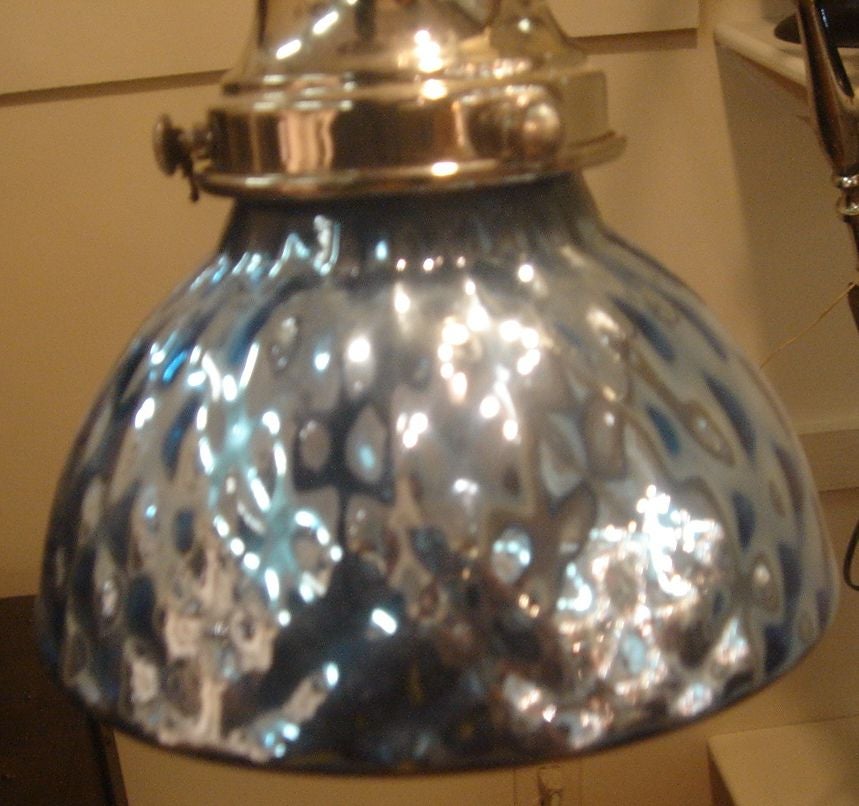 Antique Mercury Glass Hanging Light Shade In Excellent Condition In New York, NY
