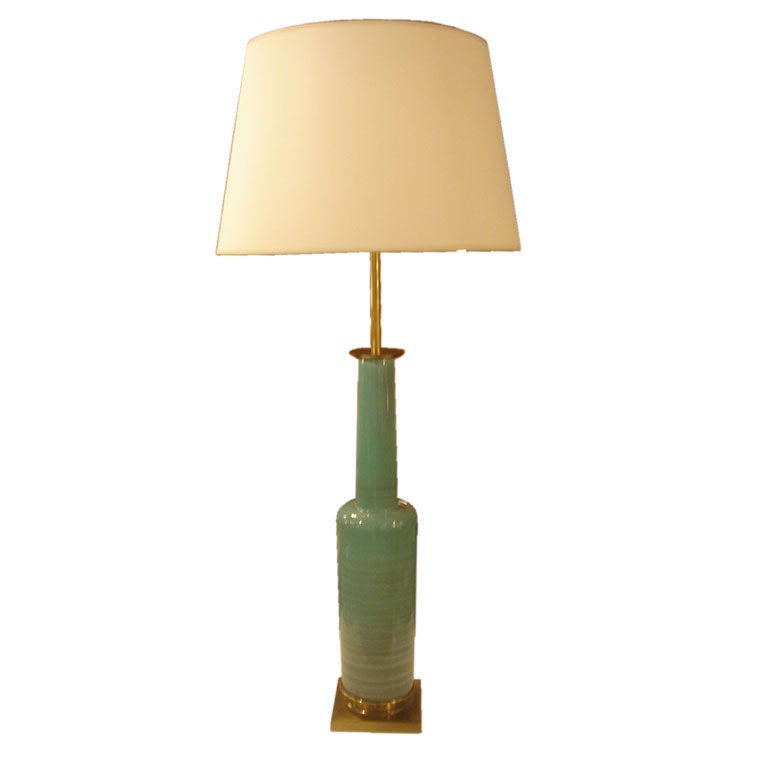 Vintage Green Ceramic Table Lamp by Stiffel at 1stDibs
