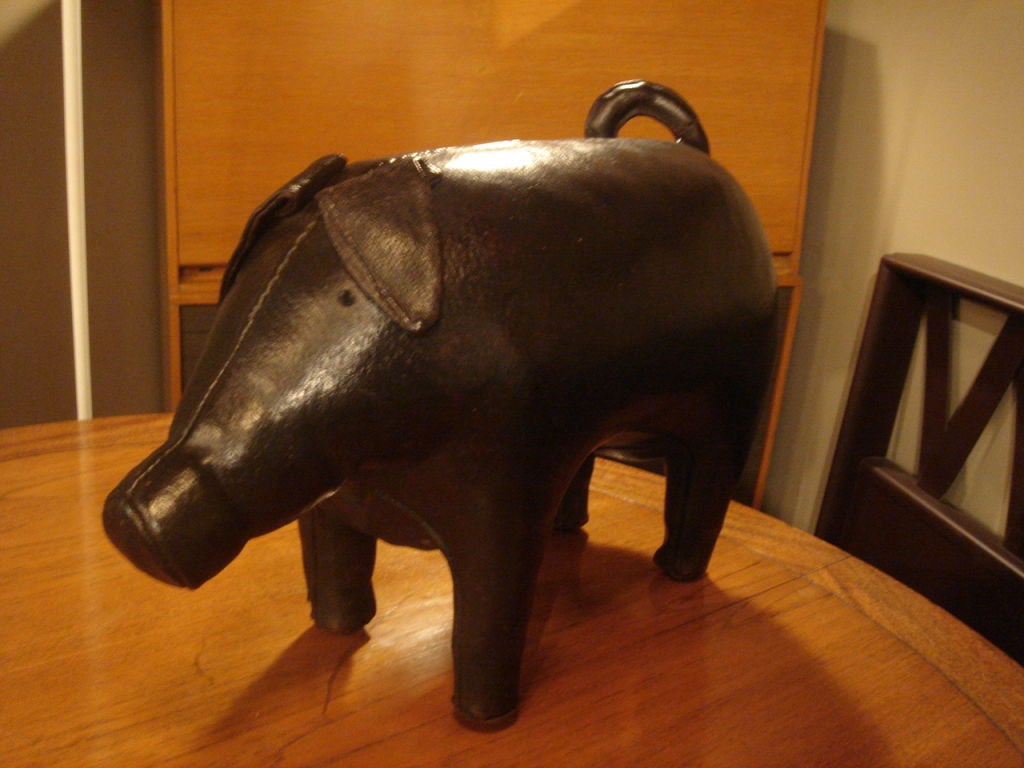 Leather Vintage Pig Footstool by Omersa for Amercrombie & Fitch