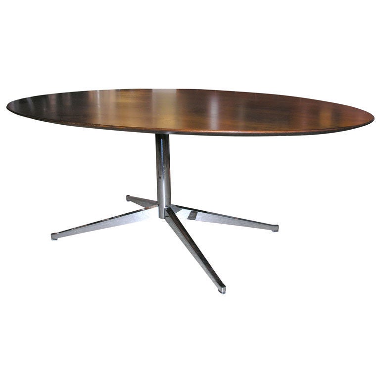 Florence Knoll Dining or Conference Table w/ Chrome Star Base For Sale