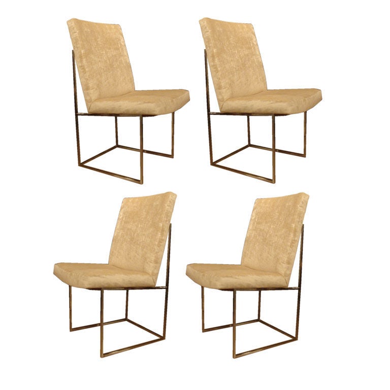 Milo Baughman Dining Chair with Chrome Frame in COM at 1stDibs