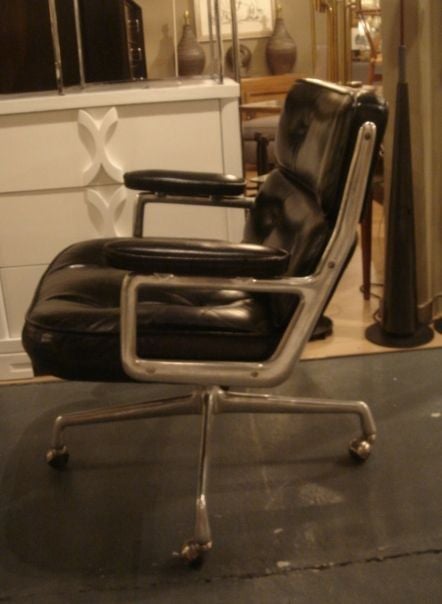 American Vintage Time Life Desk Chair by Herman Miller in Black Leather