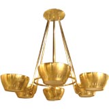 Brass Chandelier by Lightolier in the style of Paavo Tynell