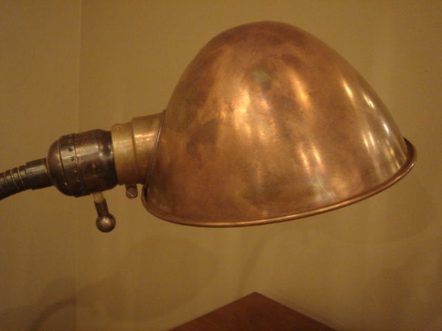20th Century Antique Desk Lamp in Patinated Brass & Copper by Aladdin Co.