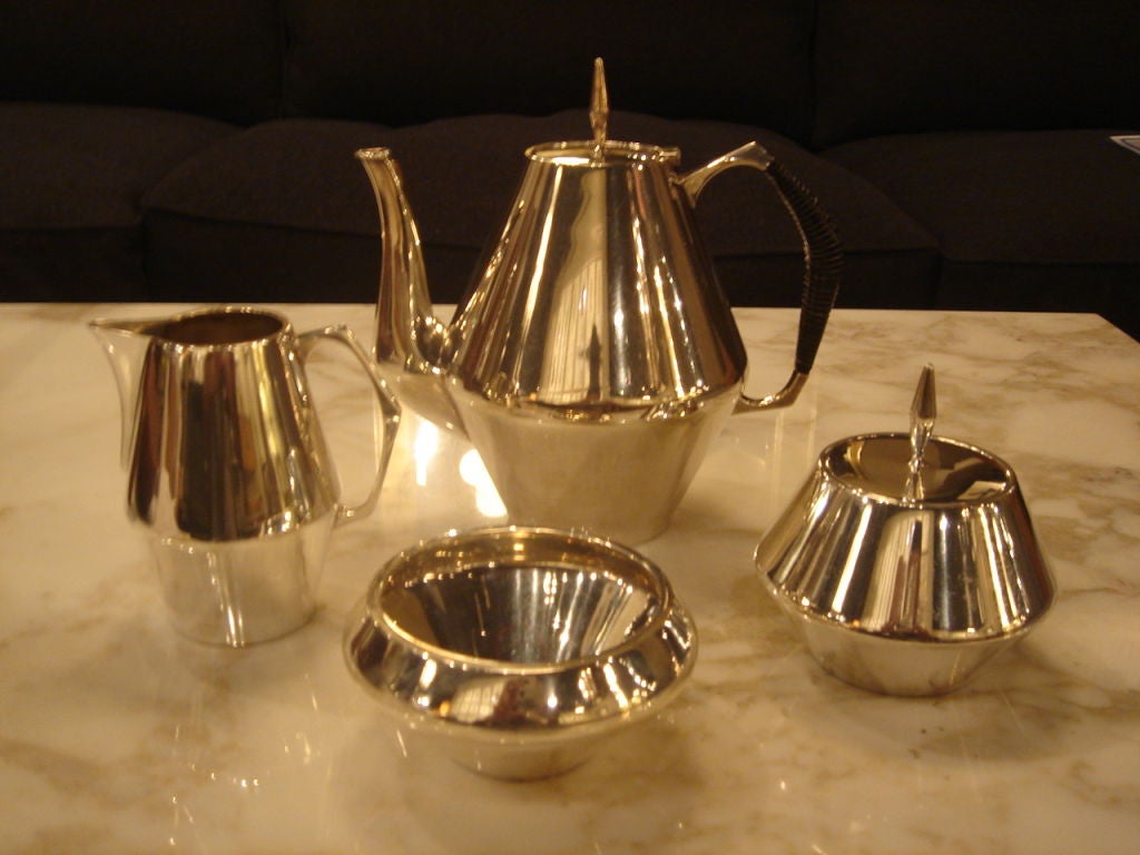 American Gio Ponti Diamond Tea Set By Reed & Barton - Four Pcs