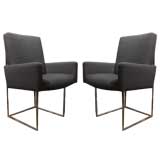 Milo Baughman Dining Armchairs with Chrome Frame in COM