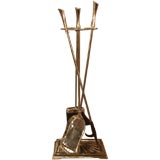 Midcentury Fireplace Tool Set in Polished Nickel