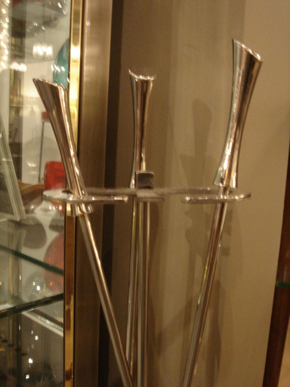 Midcentury Fireplace Tool Set in Polished Nickel 1