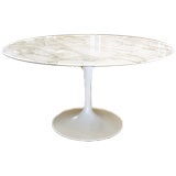 Vintage Knoll Saarinen White Dining Table with 54 Inch Round Marble  Top